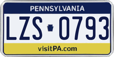 PA license plate LZS0793