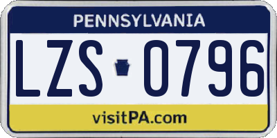 PA license plate LZS0796