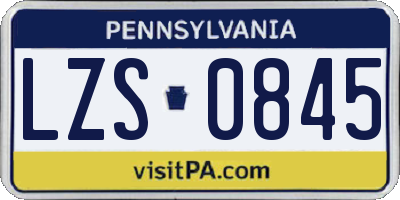 PA license plate LZS0845