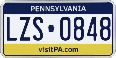PA license plate LZS0848
