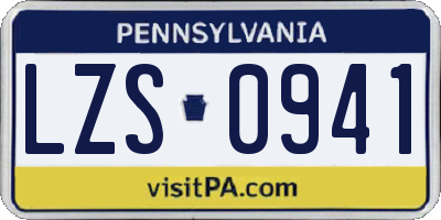 PA license plate LZS0941