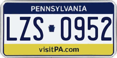 PA license plate LZS0952