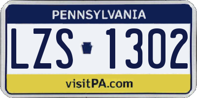 PA license plate LZS1302