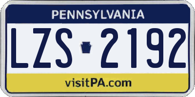 PA license plate LZS2192
