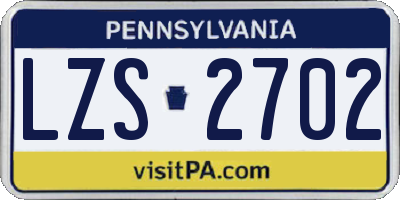 PA license plate LZS2702
