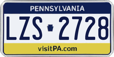 PA license plate LZS2728
