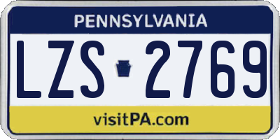 PA license plate LZS2769