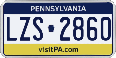 PA license plate LZS2860