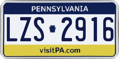PA license plate LZS2916