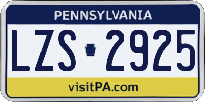 PA license plate LZS2925