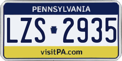 PA license plate LZS2935