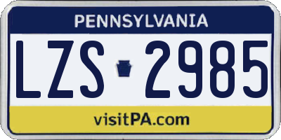 PA license plate LZS2985