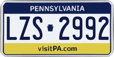 PA license plate LZS2992