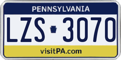 PA license plate LZS3070