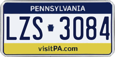PA license plate LZS3084