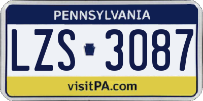 PA license plate LZS3087