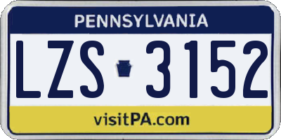 PA license plate LZS3152