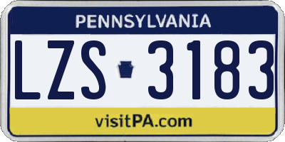 PA license plate LZS3183