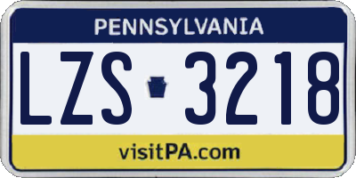 PA license plate LZS3218