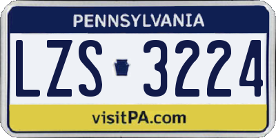 PA license plate LZS3224