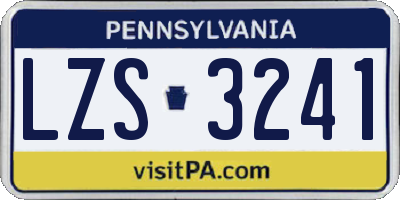 PA license plate LZS3241