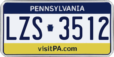 PA license plate LZS3512