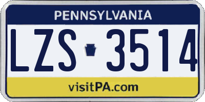 PA license plate LZS3514