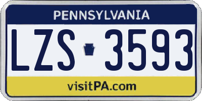 PA license plate LZS3593