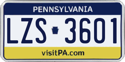 PA license plate LZS3601