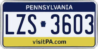 PA license plate LZS3603