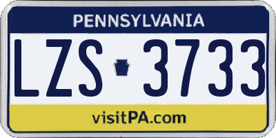 PA license plate LZS3733