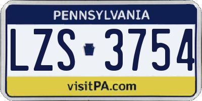 PA license plate LZS3754