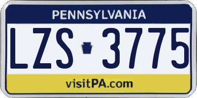 PA license plate LZS3775