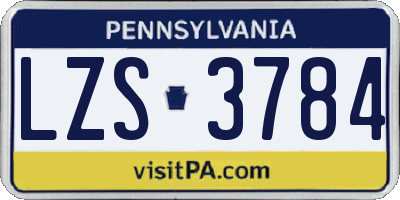 PA license plate LZS3784