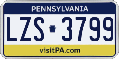 PA license plate LZS3799