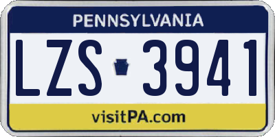PA license plate LZS3941