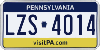 PA license plate LZS4014