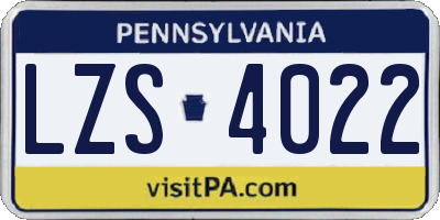 PA license plate LZS4022