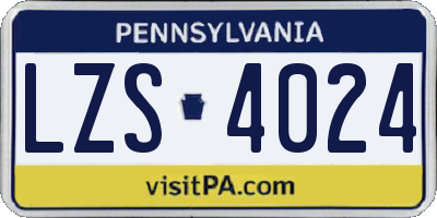 PA license plate LZS4024
