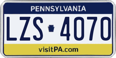 PA license plate LZS4070