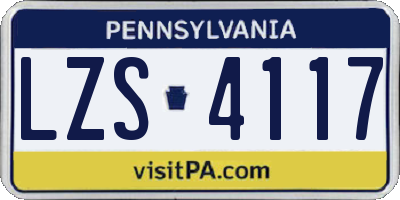 PA license plate LZS4117