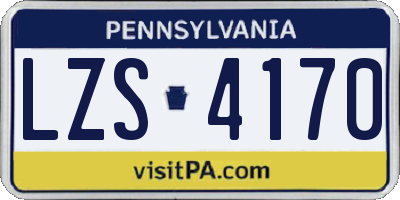 PA license plate LZS4170