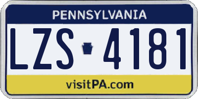 PA license plate LZS4181