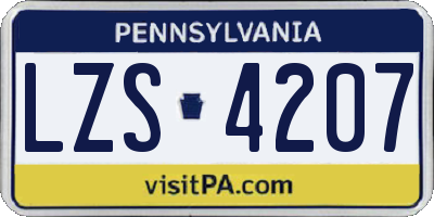 PA license plate LZS4207
