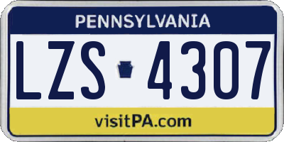 PA license plate LZS4307