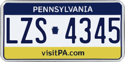 PA license plate LZS4345