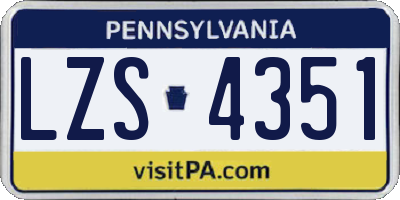 PA license plate LZS4351