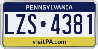 PA license plate LZS4381