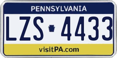 PA license plate LZS4433