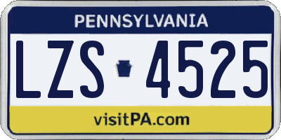 PA license plate LZS4525